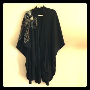 Vintage Italian Wool Shawl with Sequin Appliqué